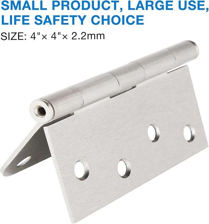 6 Pack Black Door Hinges 4 Inch Interior Hinge Matte Black Door Hinges 4 in Square Rounded 5/8" Radius Corner Hinge for Doors Reversible Full Mortise Combination 4 inch Doors Hardware