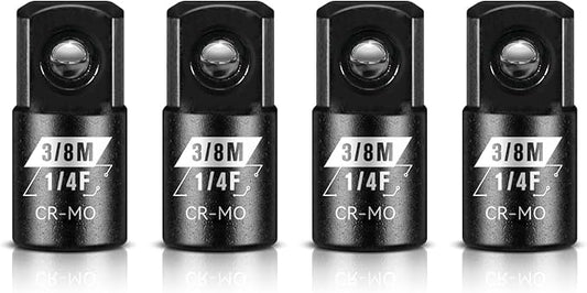 BLACKROBOT 4 Piece 1/4?쒯 To 3/8?쒶 Impact Socket Adapter Set,SAE Drive Cr-Mo Steel Exceeds ANSI Standards,Square Drive Reducer for Impact Driver Wrench
