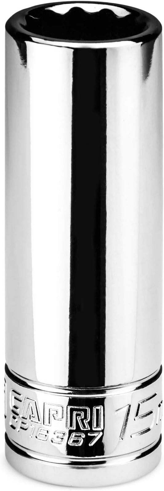 Capri Tools 15 mm Deep Socket, 3/8 in. Drive, 12-point, Metric