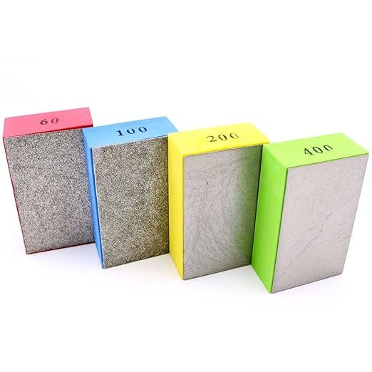 Diamond Hand Polishing Pads Extremely Sharp for Sanding Concrete Glass Stone Granite Marble-60#,100#,200#,400# 4Pcs(Plane)…