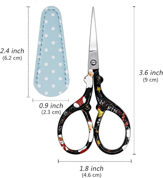 Scissors Small Sewing Scissors 3.6Inch Embroidery Scissor Small Precision with Leather Cover Stainless Steel Scissor for Needle Work Art Work Craft Threading