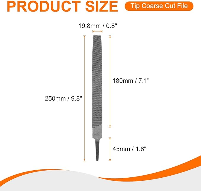 HARFINGTON Tip Coarse Cut File 8" Double Cut Teeth High Carbon Steel Hand Rasp File without Handle for Metal Wood Deburring Removing