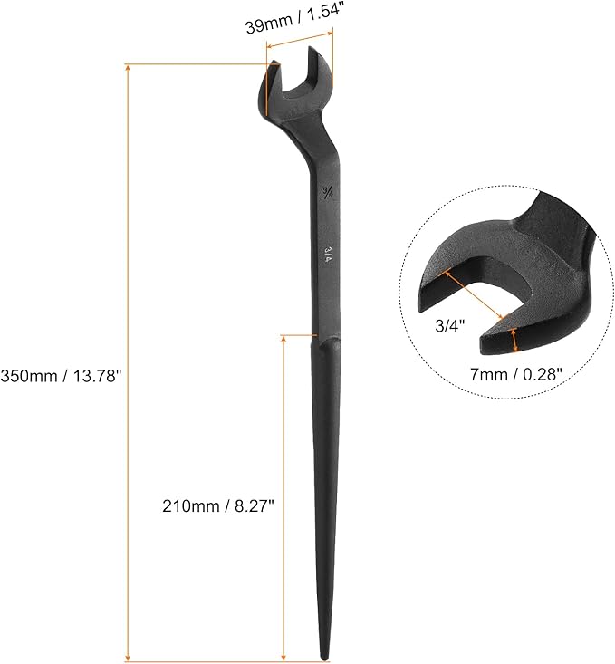HARFINGTON Single Open End Spanner Wrench 3/4-inch 15 Degree Angle Single Open End SAE Construction Spanner Wrenches with 60째Offset Handle for Automotive Mechanical Maintenance