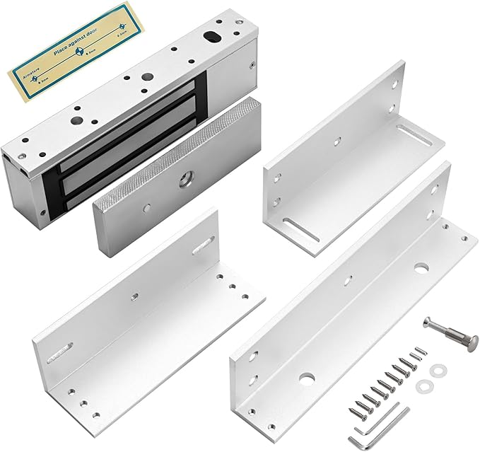 Electric Magnetic Lock with Z and L Bracket 500KG 1200LBS Holding Force Electromagnet Lock 12V Fail Safe NC Mode Single Door for Access Control System (1200Lbs with Z and L Bracket)