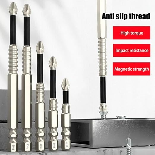 High-Magnetic Screwdriver Drill Bit Set - Strong Magnetic Durability Screwdriver Drill Bit Set - Universal Electric Precision Alloy Steel Screwdriver Set (25-50-65-75-100-150mm(6pcs))