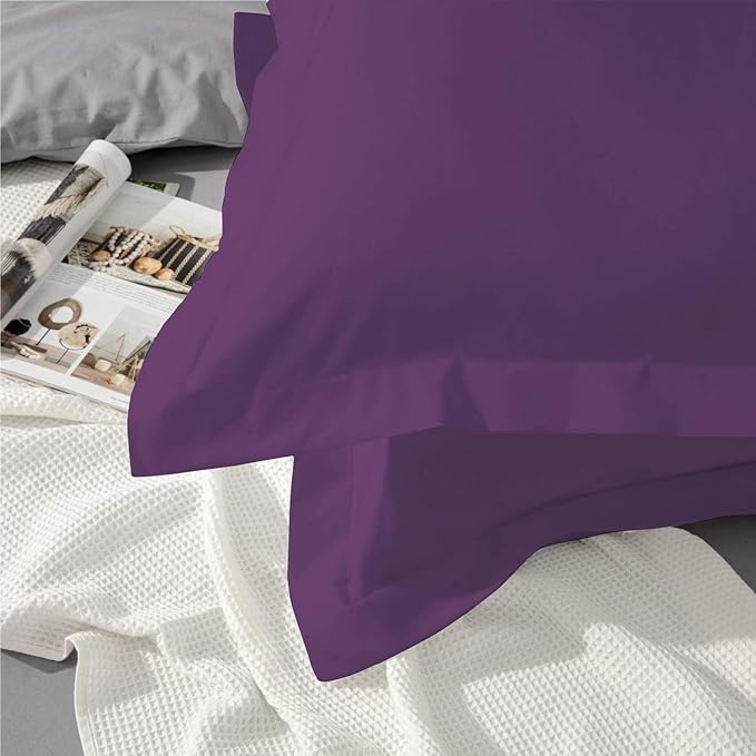 2Pcs Pillowcase 800 Thread Count 100% Egyptian Cotton Pillows for Sleeping, Soft & Silky Sateen Weave Bed Pillow Cover Long-Staple Standard Pillowcase Set of 2 Size (20"x40") - Plum Solid