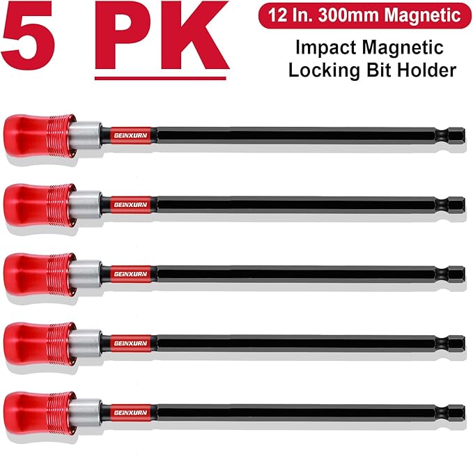 12” Impact Screwdriver Bit Holders, 5PCS Magnetic Extension Quick-Change Socket Drill Bit Holder Cr-V SteelHex Shank Quick Release Drill Bit Guide