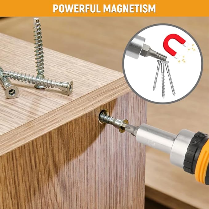 Hoteche 31-Piece Ratcheting Screwdriver Set ??Magnetic Bit Driver with 30 CR-V Bits (6.35횞25mm) | Reversible Ratchet, Ergonomic Handle, Storage Case for Home, DIY, and Workshop