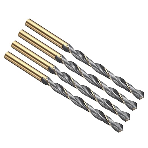 PATIKIL 6mm Drill Bit, Jobber Straight Shank 4341 High-Speed Steel 118째 Black and Gold Finish for Medium-Hard Metal Steel Acrylic - 4 Pack