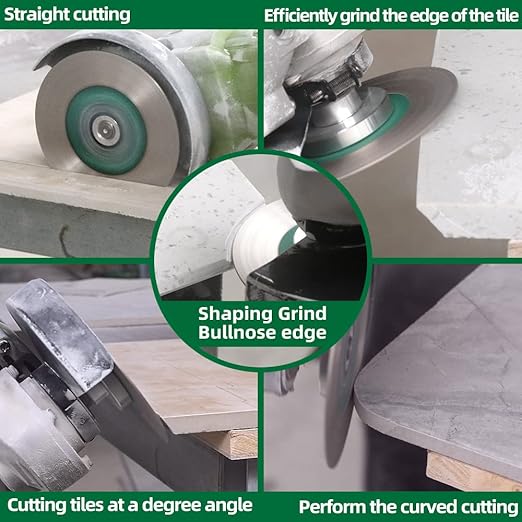 Tile Diamond Saw Blade - 10pcs 4"/105mm Dual-Purpose Diamond Cutting Disc,Angel Grinder Blade Arbor 5/8"-11 Thread for Cutting and Grinding Ceramic Tiles,Porcelain,Granite,Marble