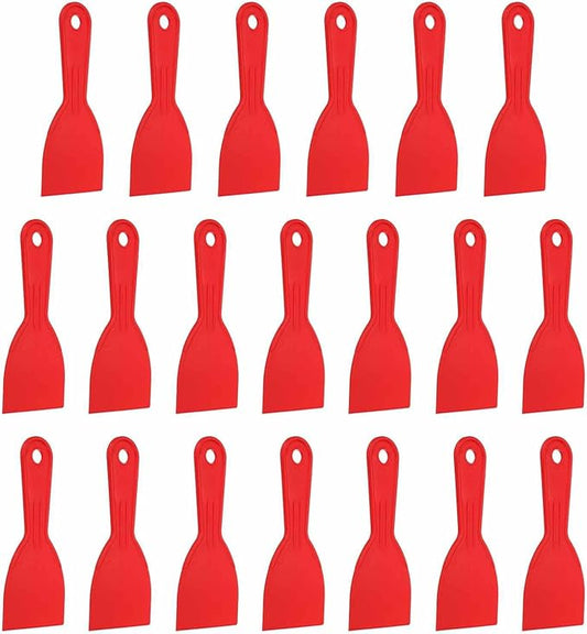 HARFINGTON 20pcs Putty Knife Scraper 3" Width Flexible Plastic Putty Knife Paint Scraper Tool for Taping Drywall Spreading Painting Wall Scratching Red