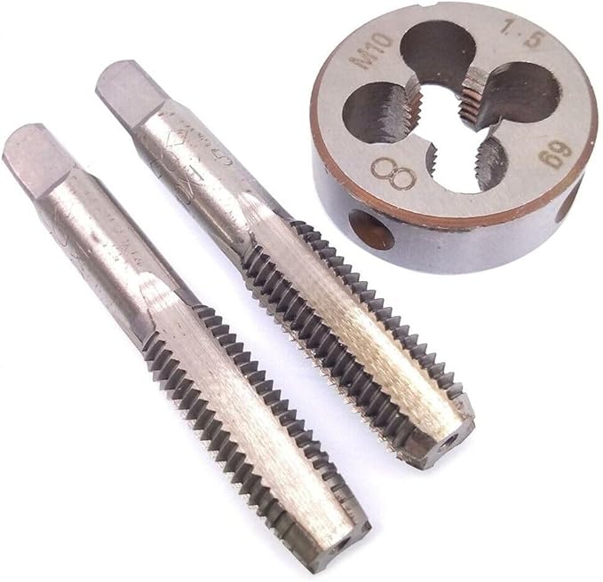 Metric Hand Thread Tap and Die Set,Right Hand Thread Tapping Tool 3pcs (M10 x 1.5mm)