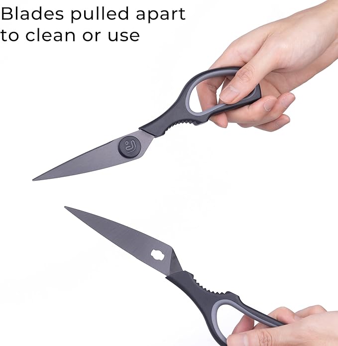 Linoroso Kitchen Scissors All Purpose Kitchen Shears with Magnetic Holder, Soft Grip Handle Cooking Scissors Dishwasher Safe with Come Apart Blade Heavy Duty Scissors for Meat, Vegetable, Herb, Black