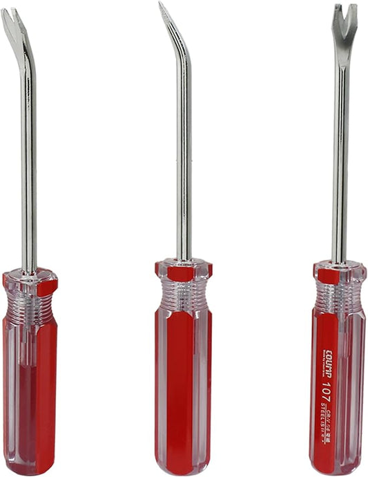 3 Pcs Tack Lifter Nail Puller, Elbow Head V Tip Nail Staple Rivet Tack Puller Screwdriver Tool, Length: 7.4"