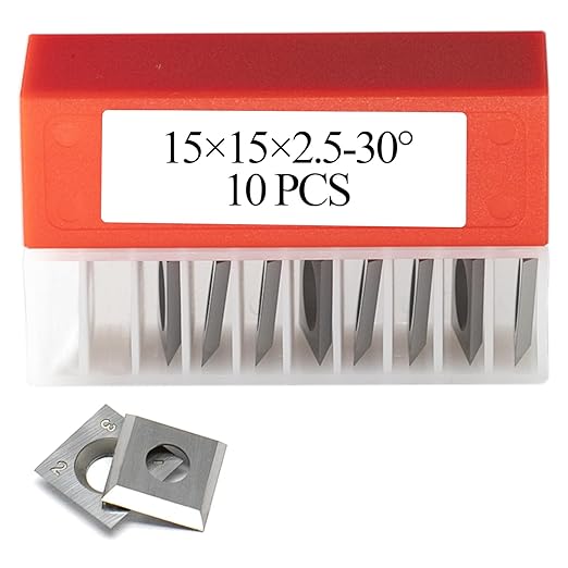 15mm Square Carbide Inserts Cutters Knives Blades 15횞15횞2.5mm-30째for Woodworking Spiral/Helical Planer Cutter Head or Lathe Turning 10pcs