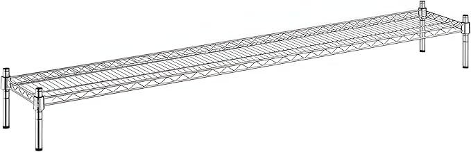 12" x 72" x 8" Chrome Wire Storage Shelf, Dunnage Rack, Commercial 1 Tier Small Shelf