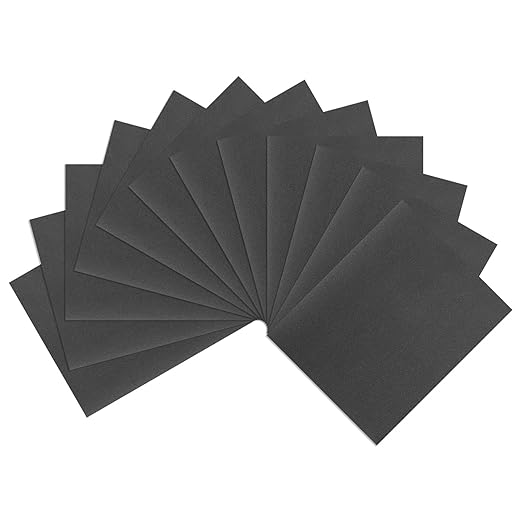 HARFINGTON 12pcs Sandpaper 240 Grit 9 x 11 Inch A-Weight Backing Silicon Carbide Abrasive Wet Dry Sanding Sheets for Wood Finishing, Metal Sanding, Automotive Polishing