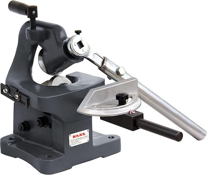 KAKA Industrial Throatless Sheet Metal Shear, 16-Gauge Manual Bench Cutter MMS-3 for Steel Plate, Fabrication and Hobby Workshops