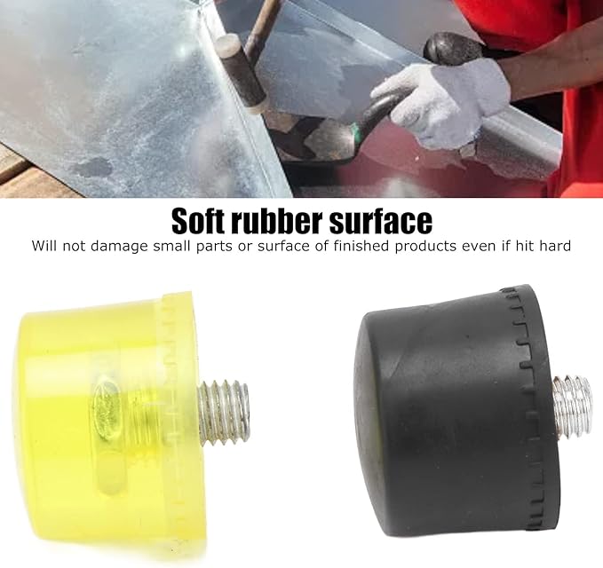 4 PCS Replacement Mallet Face, Yellow Black Plastic Replacement Mallet Heads, Replacements Ends for Dead Blow Hammer (Φ40mm)