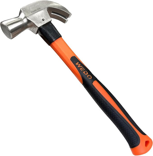 WEDO Claw Hammer with Fiberglass Handle,24oz Stainless Steel Framing Hammer,Length 330mm(13"),Shock Resistant,Corrosion Resistant,Rust Proof, Die-forged