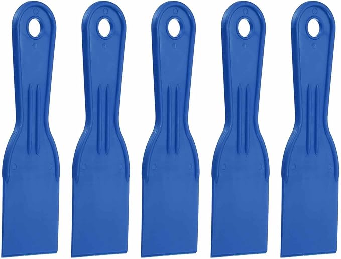 HARFINGTON 5pcs Putty Knife Scraper 2" Width Flexible Plastic Putty Knife Paint Scraper Tool for Taping Drywall Spreading Painting Wall Scratching Blue