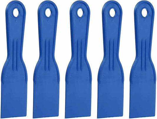 HARFINGTON 5pcs Putty Knife Scraper 2" Width Flexible Plastic Putty Knife Paint Scraper Tool for Taping Drywall Spreading Painting Wall Scratching Blue