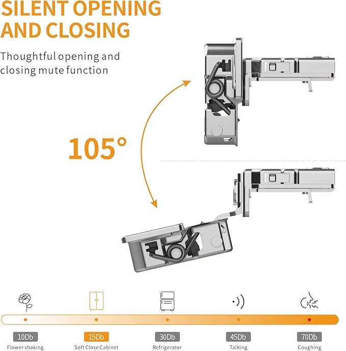 Chibery 8 Pack 1" Overlay 3D Soft Close Concealed Hinge for Face Frame Door, Smooth Slow Self Closing Hinges, Satin Nickel, Hidden 105째 Open Angle Stainless Steel Hinge for Kitchen Cabinet Door