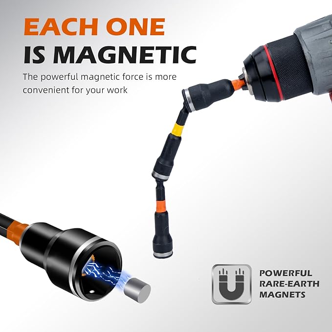 16Pcs Magnetic Nut Driver Set, Nut Driver Set for Impact Drill, 1/4" Quick-Change Hex Shank | SAE & Metric | Cr-V Steel, Impact Nut Driver Set, Nut Drivers for Stainless Steel Bolts