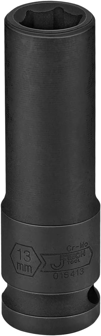 Jetech 1/2-Inch Drive 13mm Deep Impact Socket with 6-Point Design, Heat-Treated Chrome Molybdenum Alloy Steel, Metric