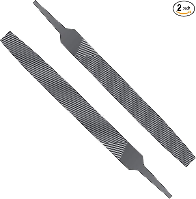 2P 6-inch Flat Medium Cut File Double Cut Teeth High Hardened Steel Hand File Without Handle Suitable for Shaping Wood, Metal, Plastic