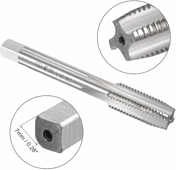 Mactoom 12mm x 1.5 HSS Metric Tap and Die Set Right Hand Thread,Tapping DIY Tool 3pcs (M12 x 1.5mm)
