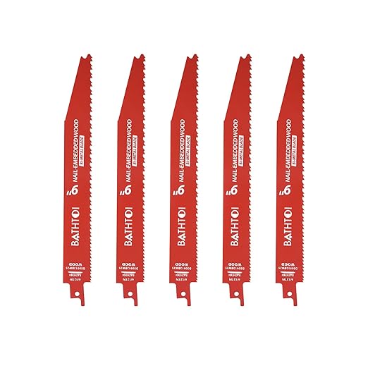5 Pack 9 Inch 6/12 Tpi Reciprocating Saw Blades for Wood and Nail-Embedded Wood Cutting, Bi-Metal Sawzall Blades with 8% Cobalt for Longer Life and Faster Cutting Speed