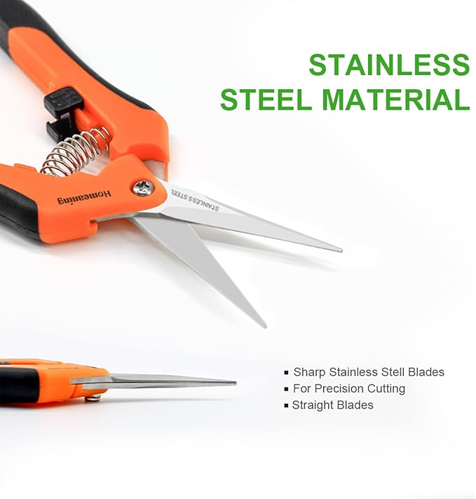 1 Pack Garden Pruning Shears with Straight Blades Trimming Scissors, Gardening Hand Pruning Snips Titanium Coated Precision Bonsai Pruning Shears, Convenient Flower Cutters (Orange)