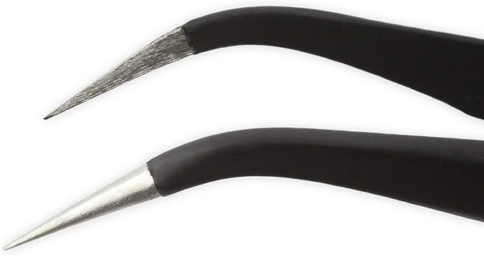 iFixit Precision Tweezers Set - Extra Fine, Angled, Blunt Tips for Electronics, Hobby, Industrial, Professional, Craft