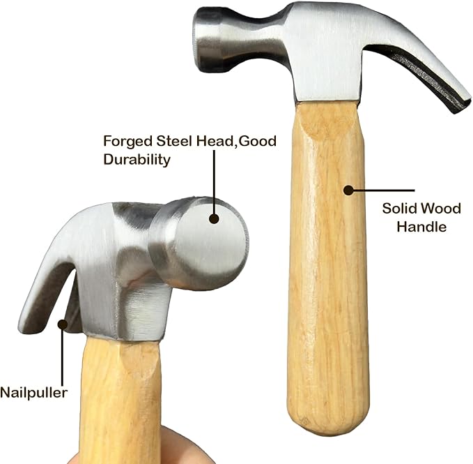 Mini Claw Hammer, Wooden Short Handle Claw Hammer 8 OZ Household Small Hammer Portable Mini Hammer