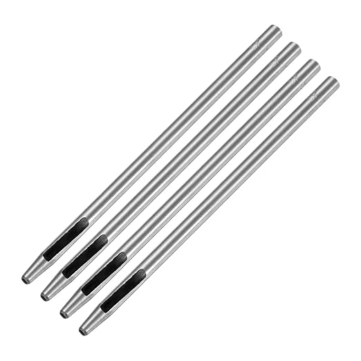 2MM Leather Hole Punch Tool [4PCS] - Metal Round Belt Hole Puncher Use for Leather Working & Belts & Watch Band & Paper & Plastic - [Silver Tone] Round Hollow Tools