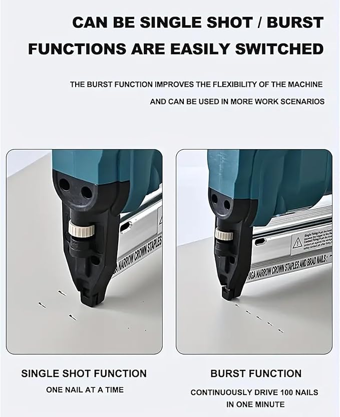 Cordless 2 Inch Brad Nailer Compatible with Makita 18V Battery,2-in-1 18GA Nail Gun Staple Gun with 1000pcs Nails for Woodworking,Upholstery
