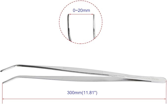Aoje-Link 304 Stainless Steel Tweezers with Curved Serrated Tip Sewing Machine Electronic Repair Tweezers Pliers Multi-Purpose Tweezers Tool Pliers Silver 1pcs