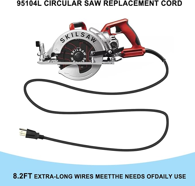 95104L Circular Saw Replacement Cord for SKILSAW Worm Drive Saw SPT77W, SPT77WM, SPT77WML, SPT78W, SPT70WM, SPT78MMC Heavy Duty Power Cord for SKIL Saw Tools Parts