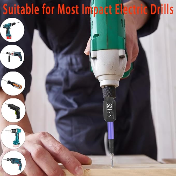10PCS 1/4 Inch Hex Impact Bit Set, S2 Steel Magnetic Screwdriver Drill Bits for Impact Driver, 2" Long, Machined with Storage Case