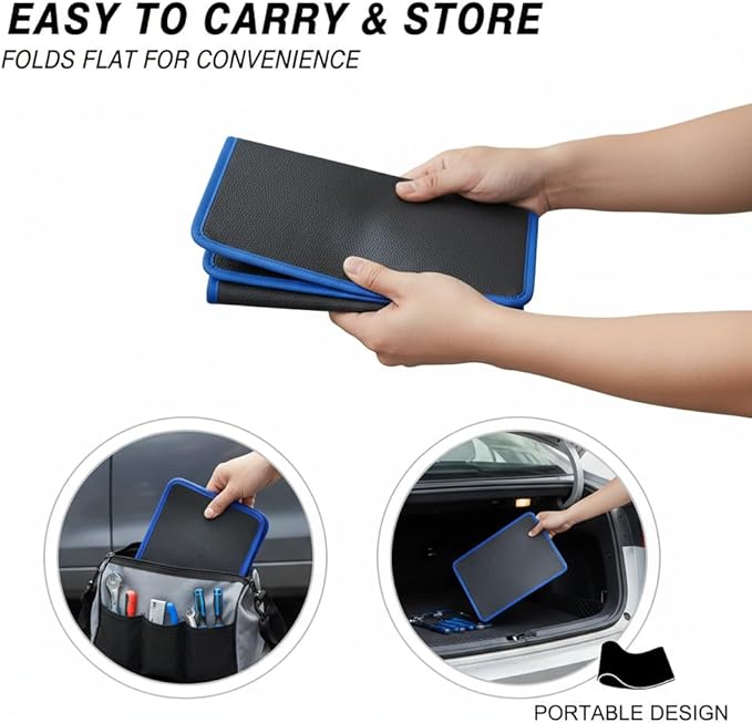Magnetic Tool Mat, Magnetic Mat with PVC Layer, 14.71" x 9.44" Heavy Duty Magnetic Tool Holder, Non-Slip Parts Organizer for Garage Workshop Auto Repair