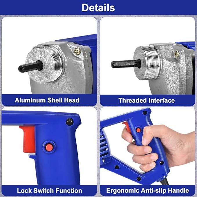 Seeutek Handheld Concrete Vibrating Tool - 1500W 6.6ft Electric Concrete Vibrator, 13000VPM Portable Pencil Cement Vibrator for Remove Air Bubble and Mix Concrete, Easy to Use
