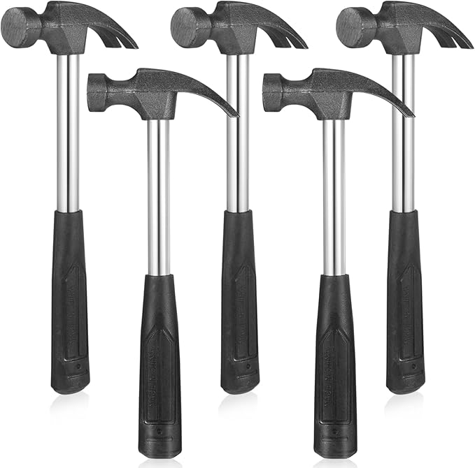 Gatuida Small Claw Hammer Set of 5 Mini Nail Hammers with Non-Slip Rubber Handles for Home Carpet and Wall Use