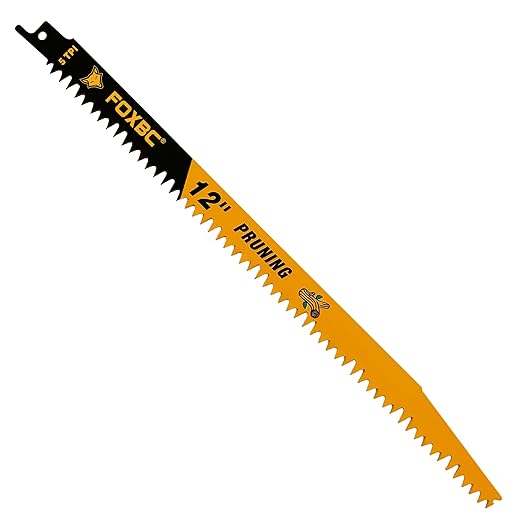 FOXBC Wood Pruning Reciprocating Saw Blades, 12 Inch Pruning Saw Blades 5TPI for Tree Trimming, Wood Wet Cutting, 10-Pack