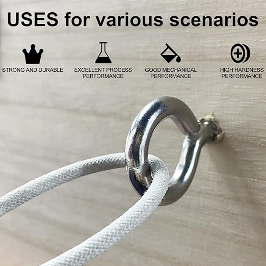 ACCZIO 16 Pack 304 Stainless Steel Eye Screws,2.5 Inch M6 Heavy Duty Eye Hooks Screw, Eye Bolts Screw in Eye Hooks for Wood, Eye Bolts for Secure Cable Wires, Indoor & Outdoor Use