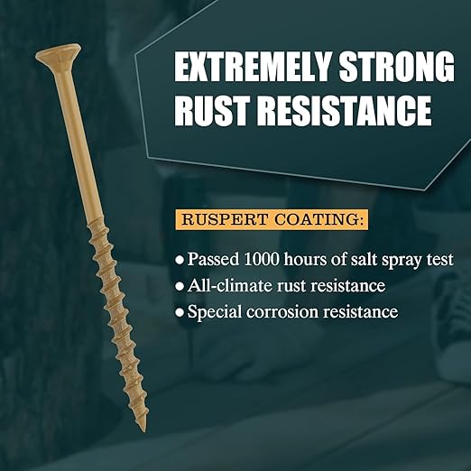 WELLOCKS Deck Screws, Wood Screws, Tan, Superior Rust Resistant, Epoxy Coated, Above 1000 Hour Salt Spray Coating T25 Torx Star Bit Included for Outdoor Wood Fence (5.2LBS Tan, #8횞2-1/2")