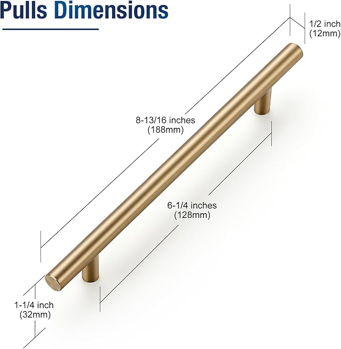 JOY DECOR 30 Pack Champagne Bronze Cabinet Pulls ??8-13/16 Inch Length, 6-1/4 Inch (160mm) Hole Center ??Stainless Steel Kitchen Cabinet Handles for Drawer and Cupboard