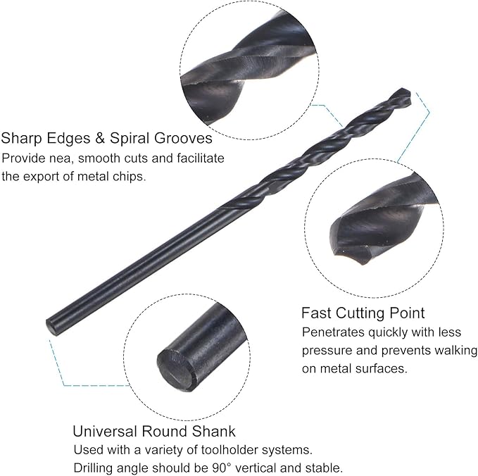 uxcell Tap and Drill Bit Set, 5-40 UNC Thread Tap & 3/32" Black Oxide Twist Drill Bit, Straight Flute Tap Tapping Threading Repair Tool Kit