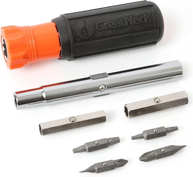 GreatNeck SD11RC 11 in 1 Screwdriver and Nut Driver Set, Multi-Bit Cushion Grip, Multi Tool Screwdriver Kit, HVAC tools, Electrician Tools (Pack of 3)