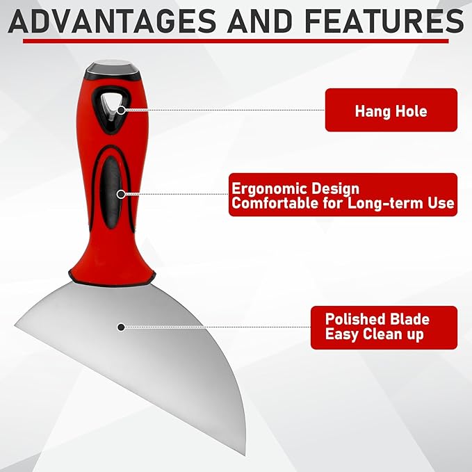 Lothee 6" Clipped Drywall Pointing Knife Metal Hammer End Professional Finishing Tools High-quality Drywall Knife for Work in Narrow Spaces Plasterboard